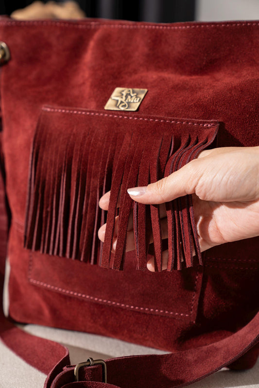 Genuine Leather Fringe Shoulder Bag - Meritaten