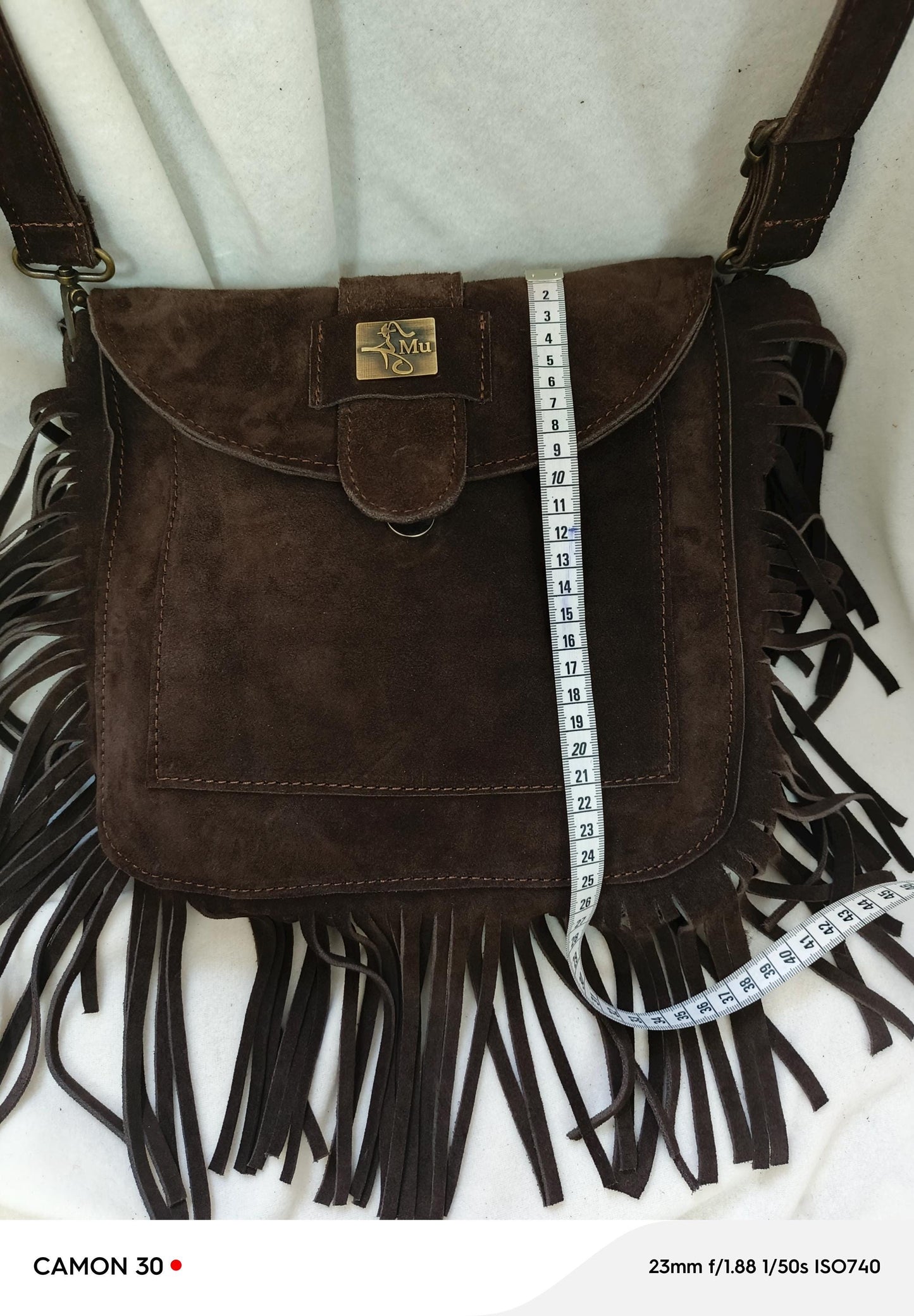 Suede Fringe Shoulder Bag: Dark Brown Leather Tote