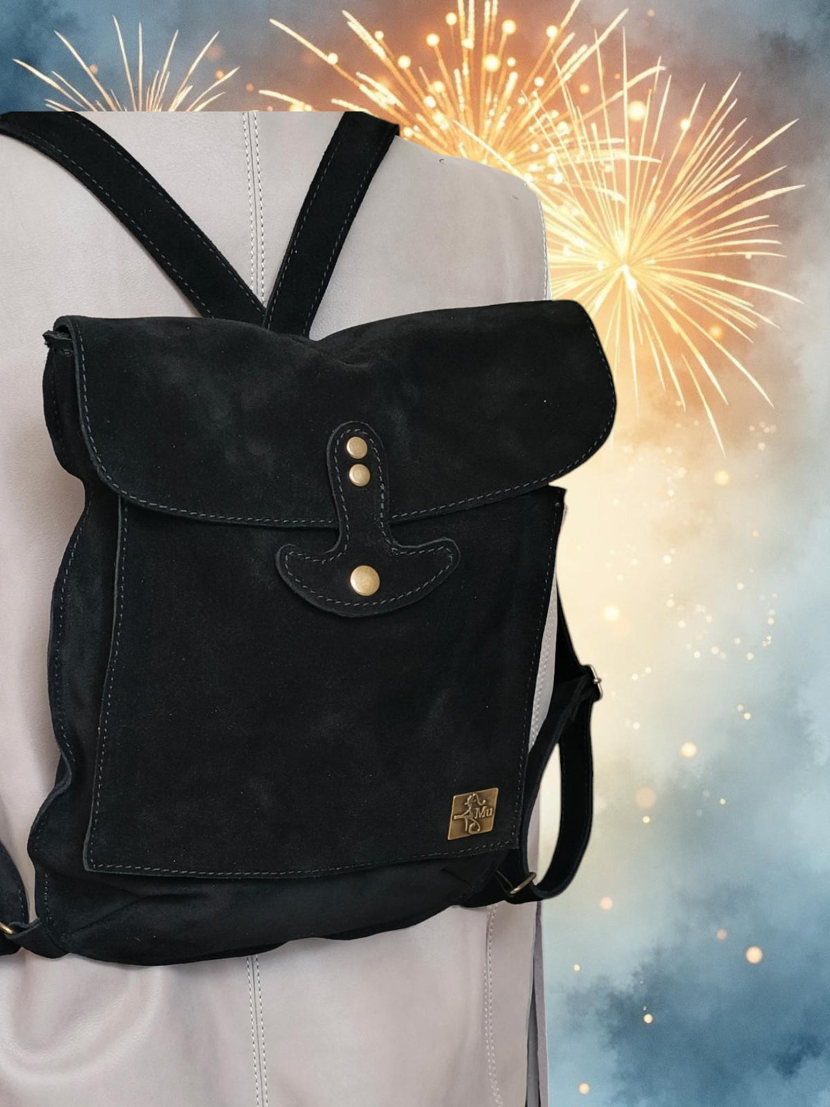 Women's backpack ,genuine suede leather - görsel 4