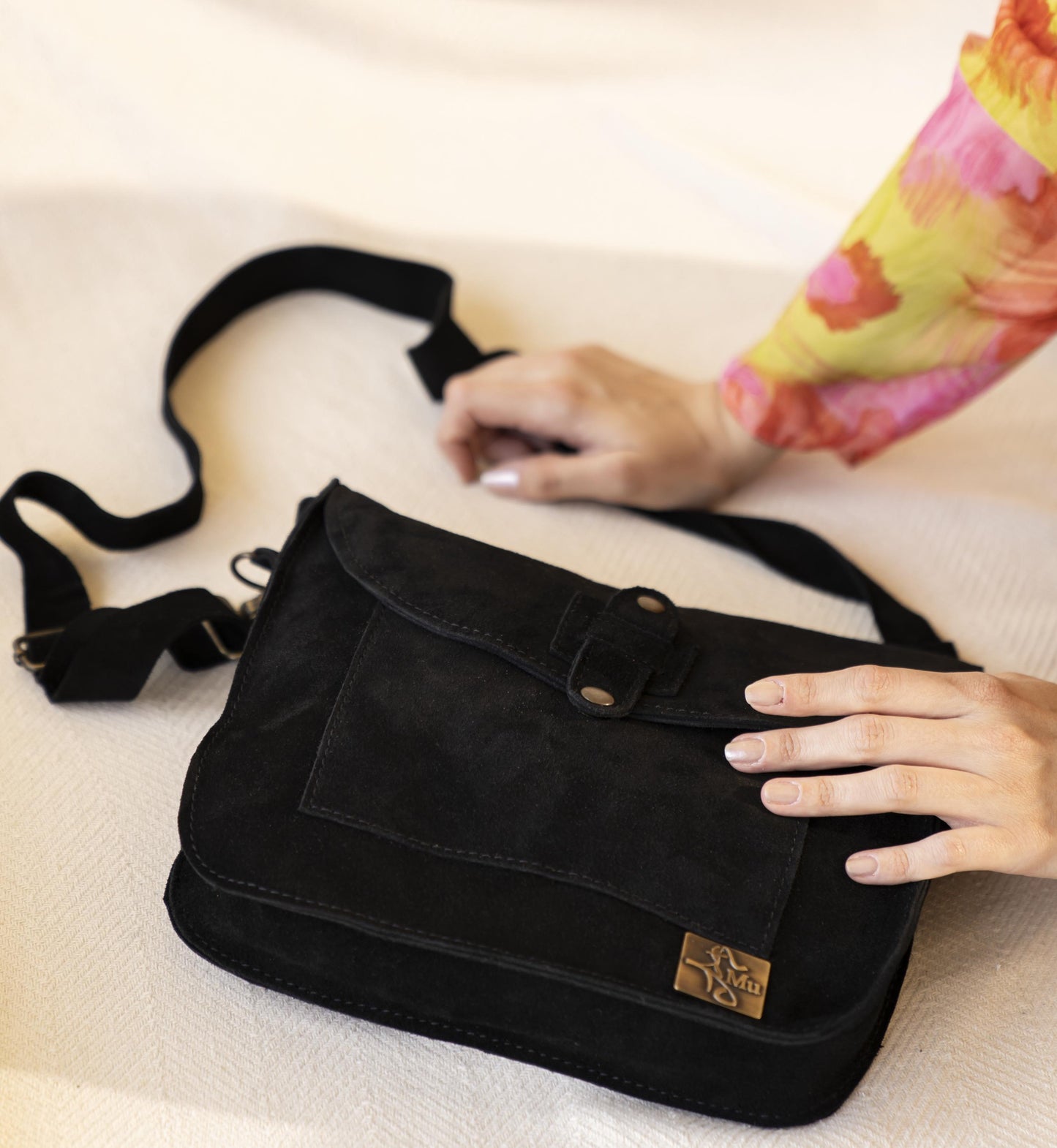 Real suede leather women's bag.carry elegance and comfort on your arm.