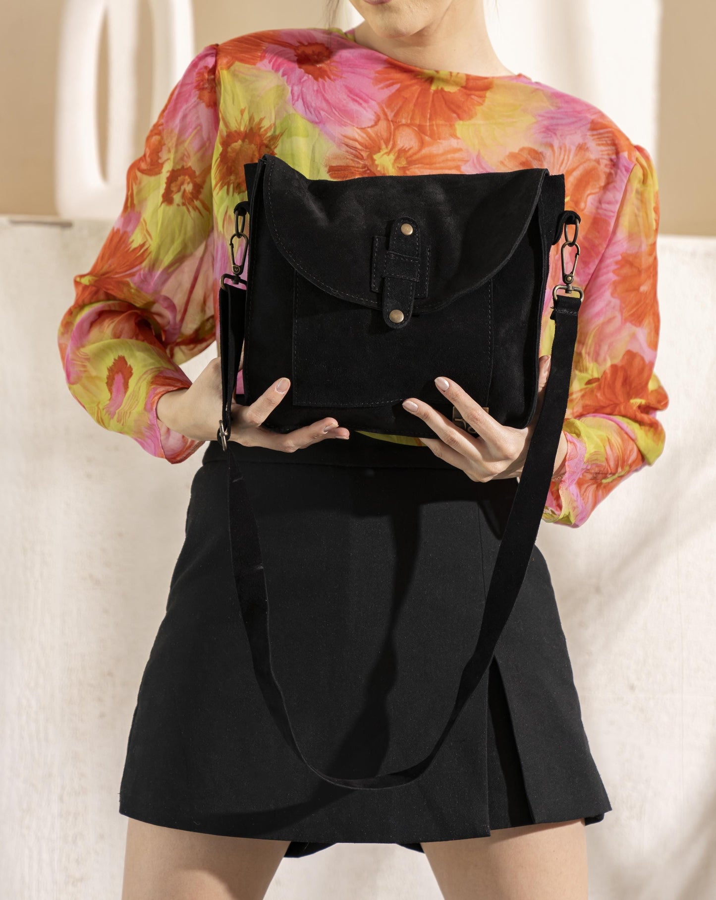 Real suede leather women's bag.carry elegance and comfort on your arm.