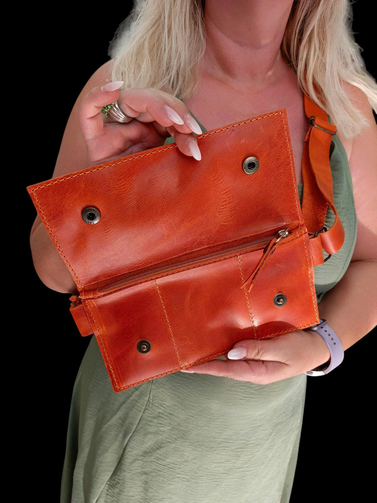 Women's crossbody wallet bag 100% leather - görsel 4