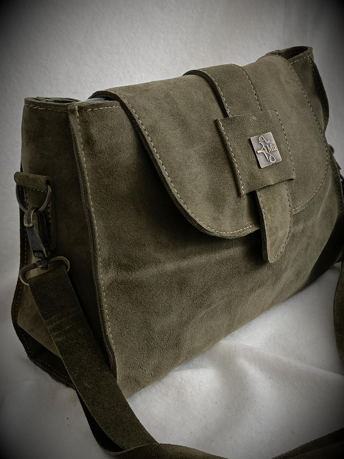 genuine suede leather shoulder bag