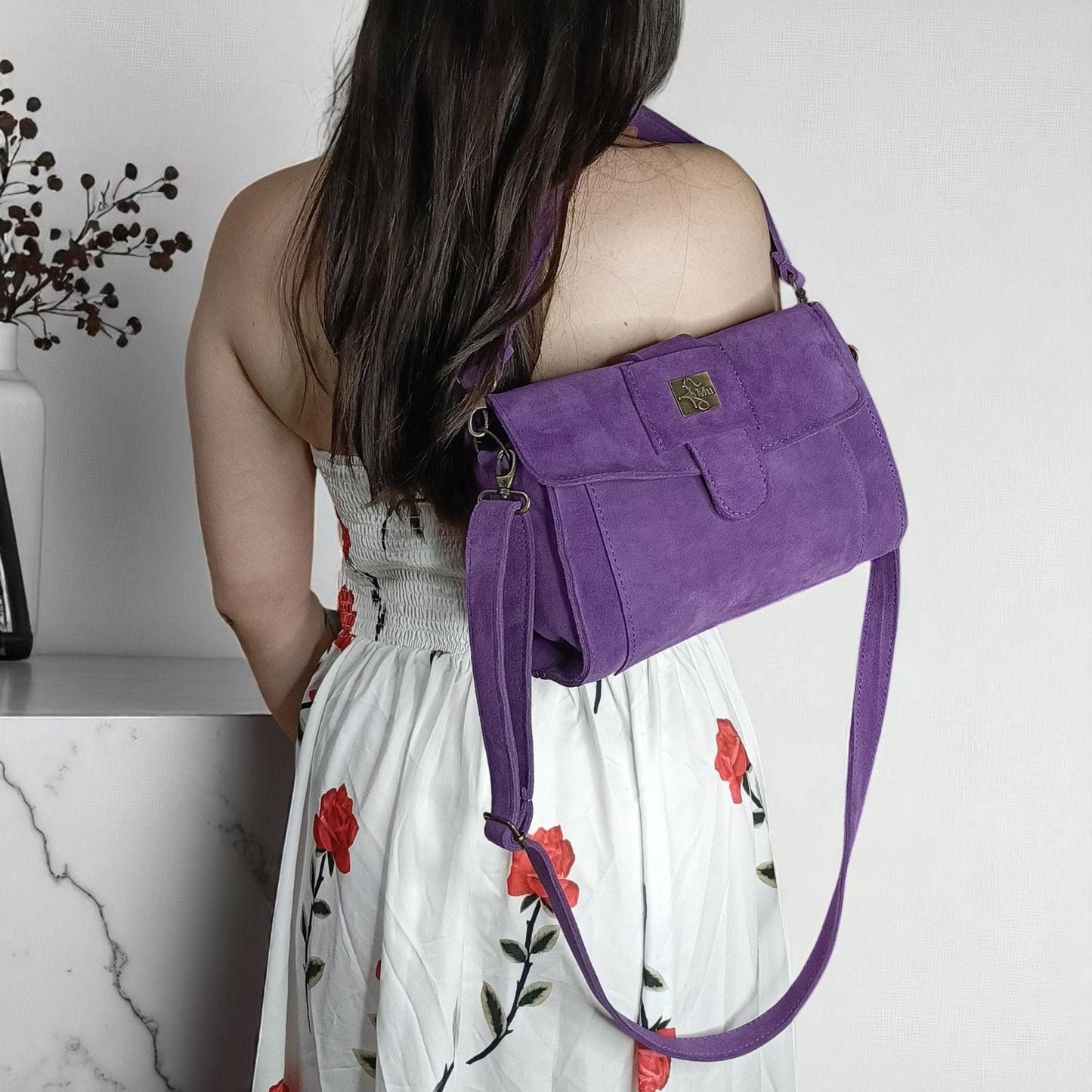 real leather suede women handbag