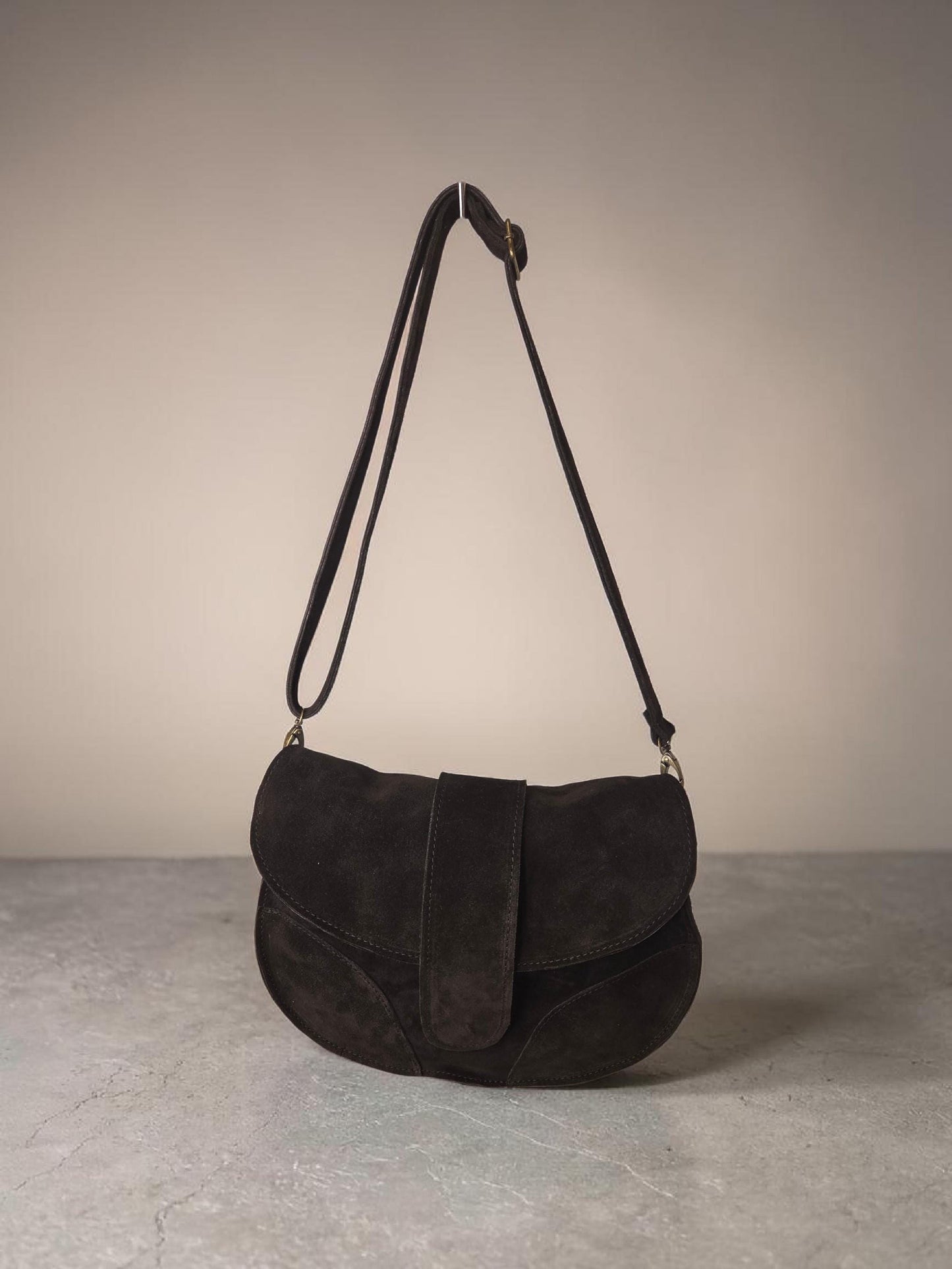 Genuine Dark Brown Leather Shoulder Bag, Women's Handbag, Inner Outer Pockets.
